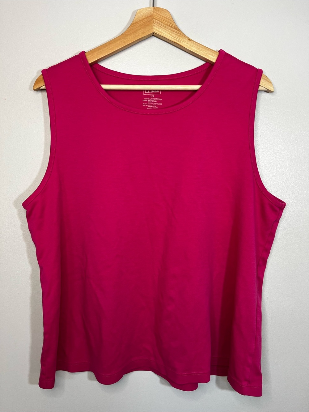 LL Bean Pima Cotton Fuchsia Sleeveless Tank Top Women’s 1X Plus